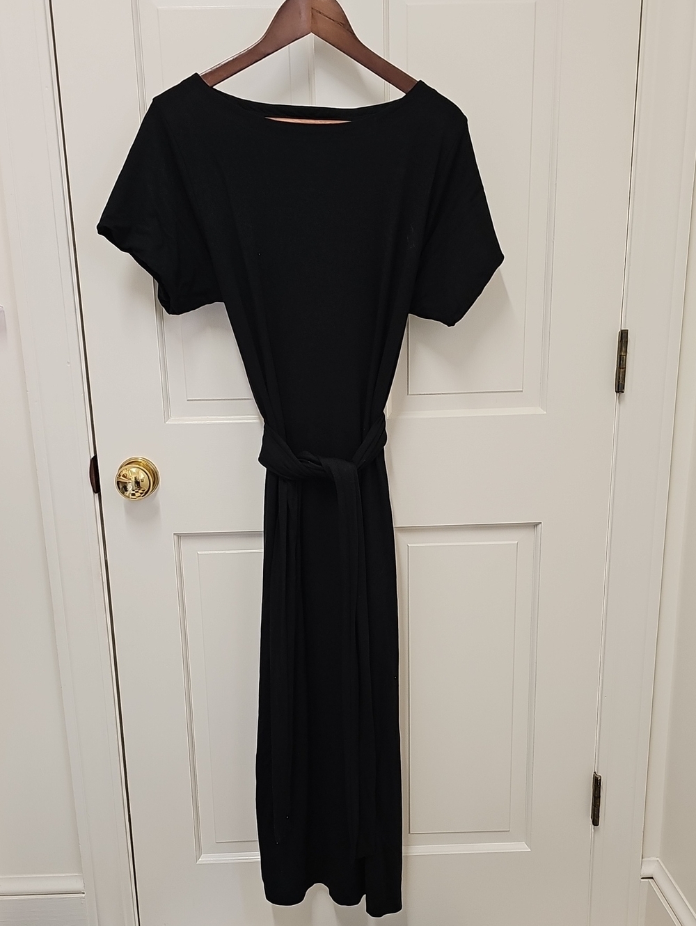 Hatch Black Short-Sleeve Belted Maxi Dress